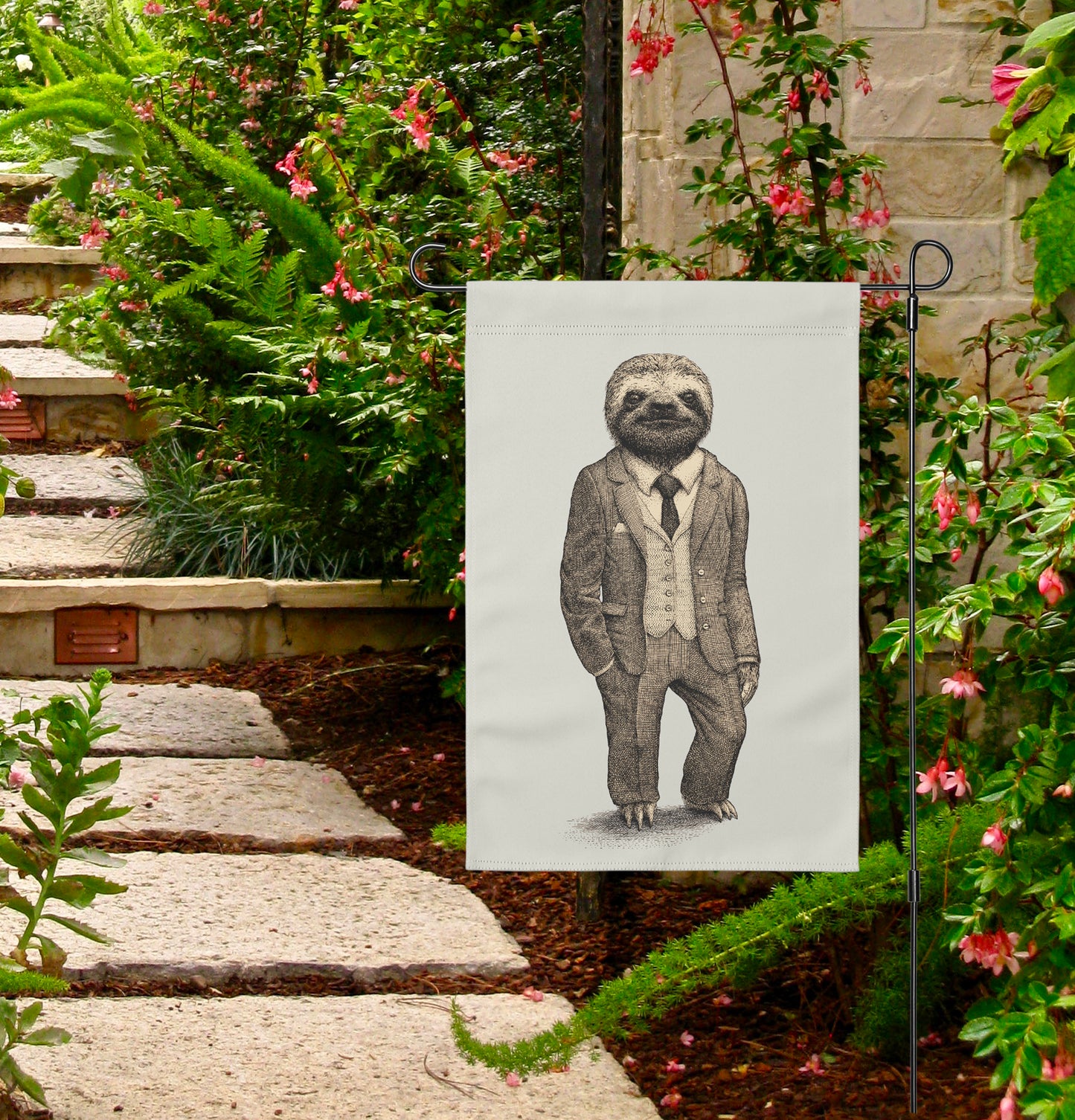 Stylish Sloth Garden Flag