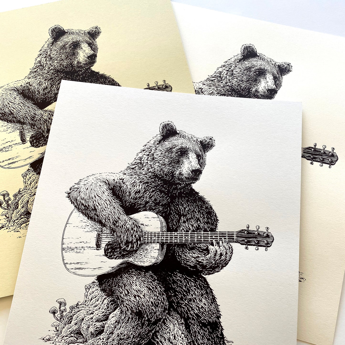 "Bear Guitar" Screen Print or Original Ink Drawing