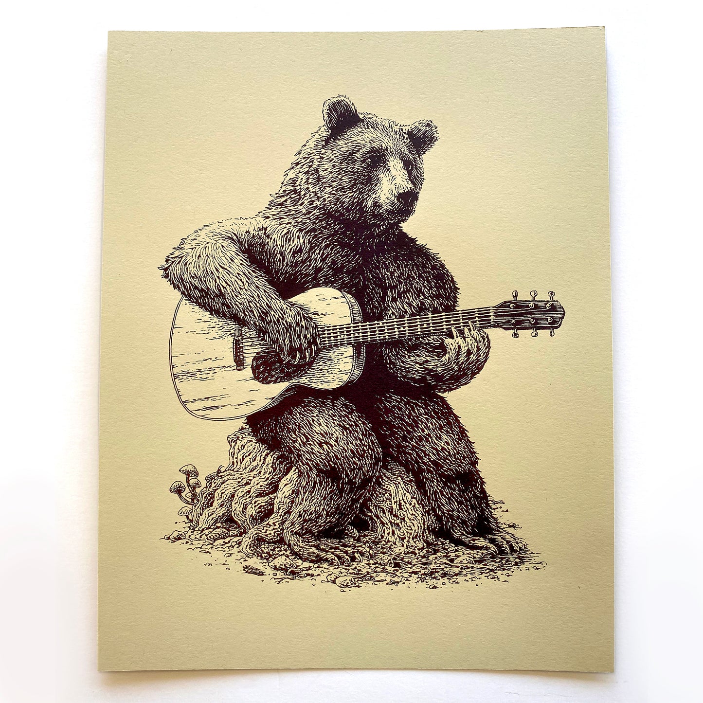 "Bear Guitar" Screen Print or Original Ink Drawing