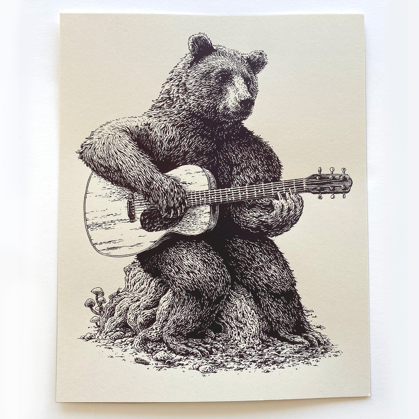 "Bear Guitar" Screen Print or Original Ink Drawing