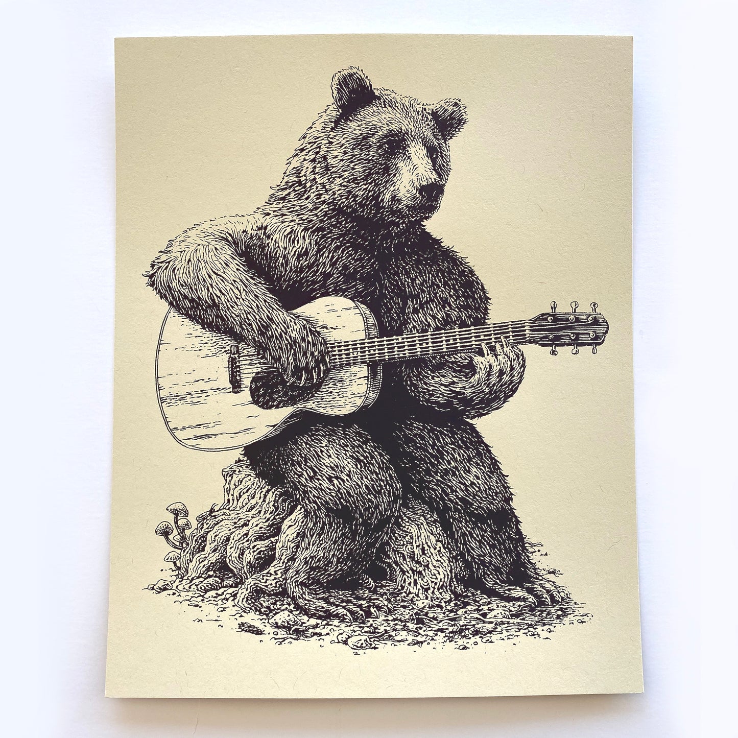 "Bear Guitar" Screen Print or Original Ink Drawing