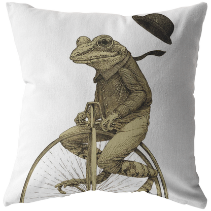 Penny Farthing Frog Pillow