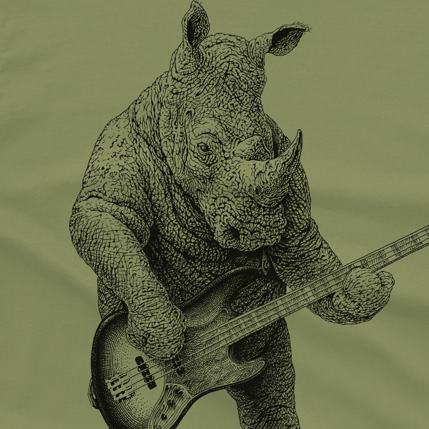 Rhinoceros Playing Bass Guitar Shirt