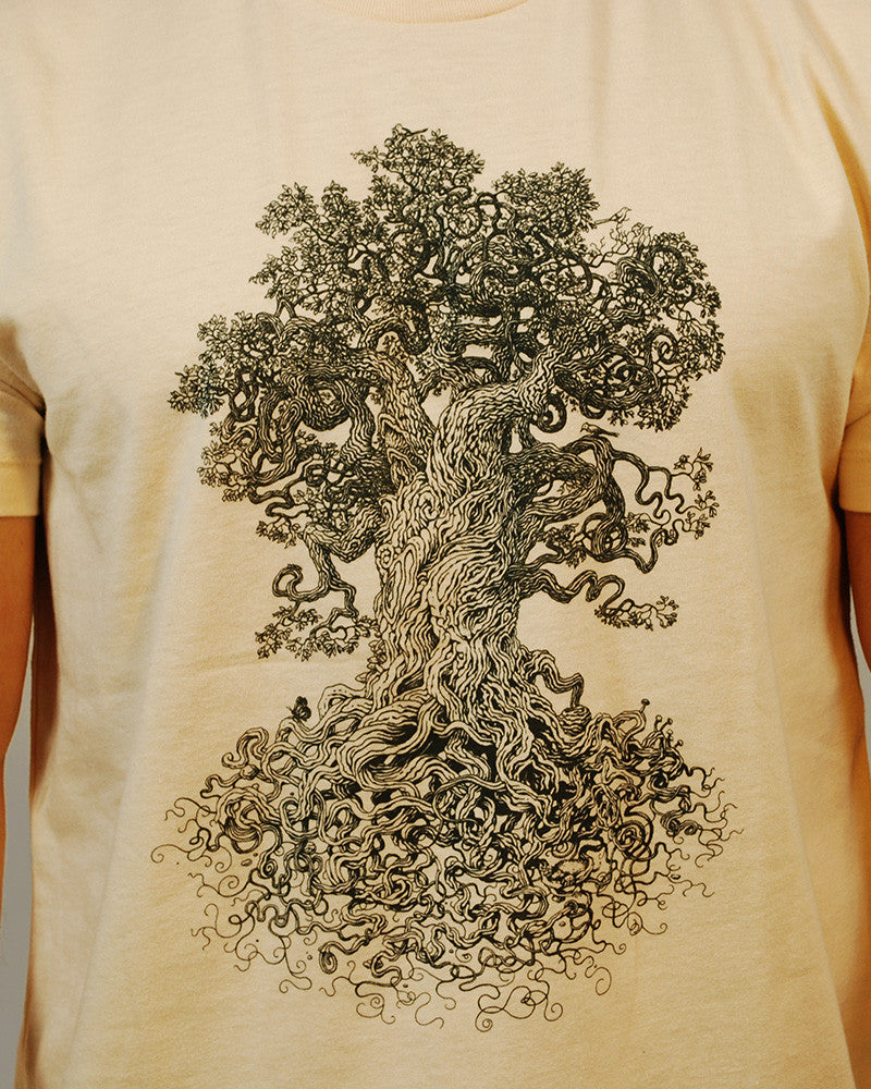 Tree shirt detailed drawing printed on an American Apparel Tshirt. 