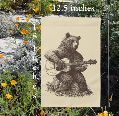 Bear Playing Guitar Garden Flag