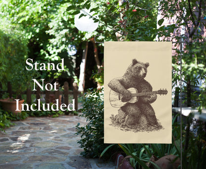 Bear Playing Guitar Garden Flag