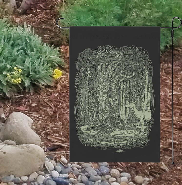 Tangled Forest Black Yard Flag