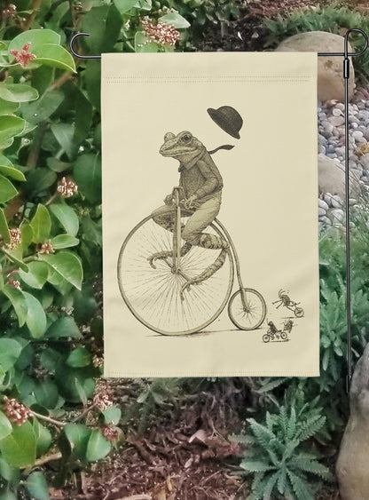 Frog on a Bike Yard Flag