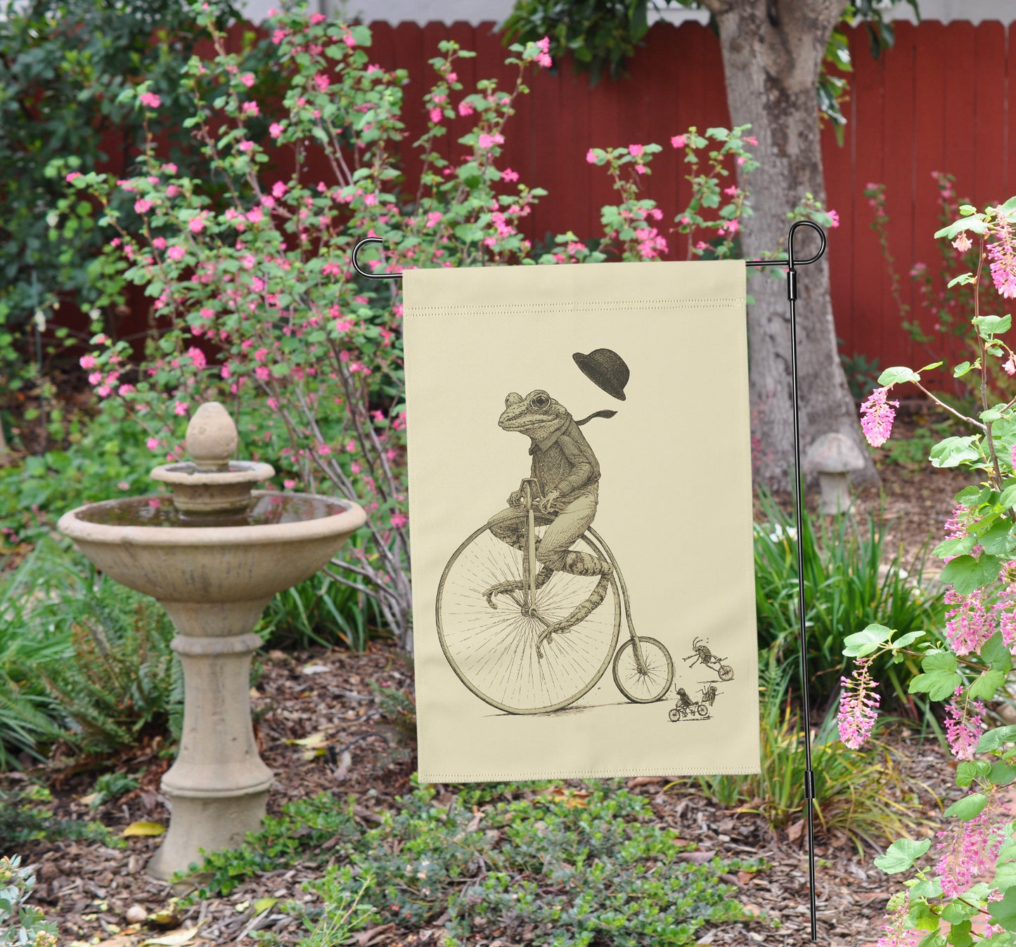 Frog on a Bike Yard Flag