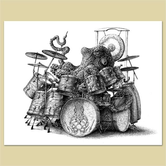 Octodrummer Print and Original Pen and Ink Art