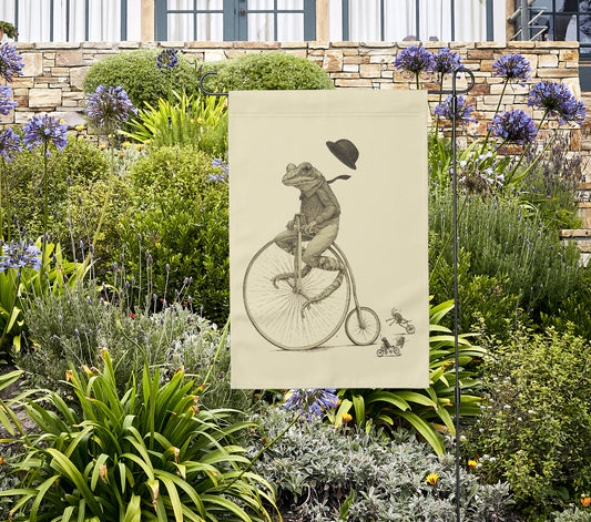 Frog on a Bike Yard Flag