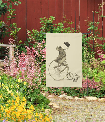Frog on a Bike Yard Flag