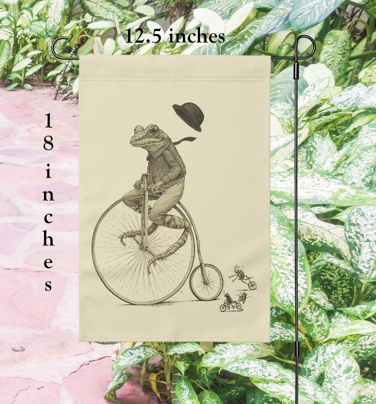 Frog on a Bike Yard Flag