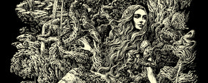 Woman in forest drawing Michael Phipps