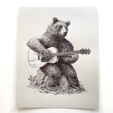 "Bear Guitar" Screen Print or Original Ink Drawing