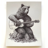 "Bear Guitar" Screen Print or Original Ink Drawing
