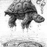 Rising Turtle Ink Drawing