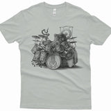 Mens Octopus Drummer Shirt Silver