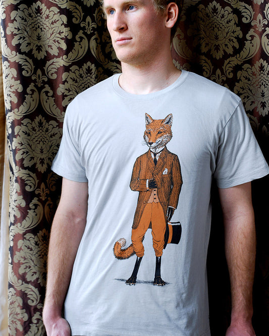 fox shirt- Dapper Fox Tshirt - Gentleman Fox - Fox in a Suit printed on an American Apparel Tshirt
