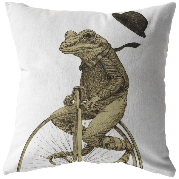 Penny Farthing Frog Pillow